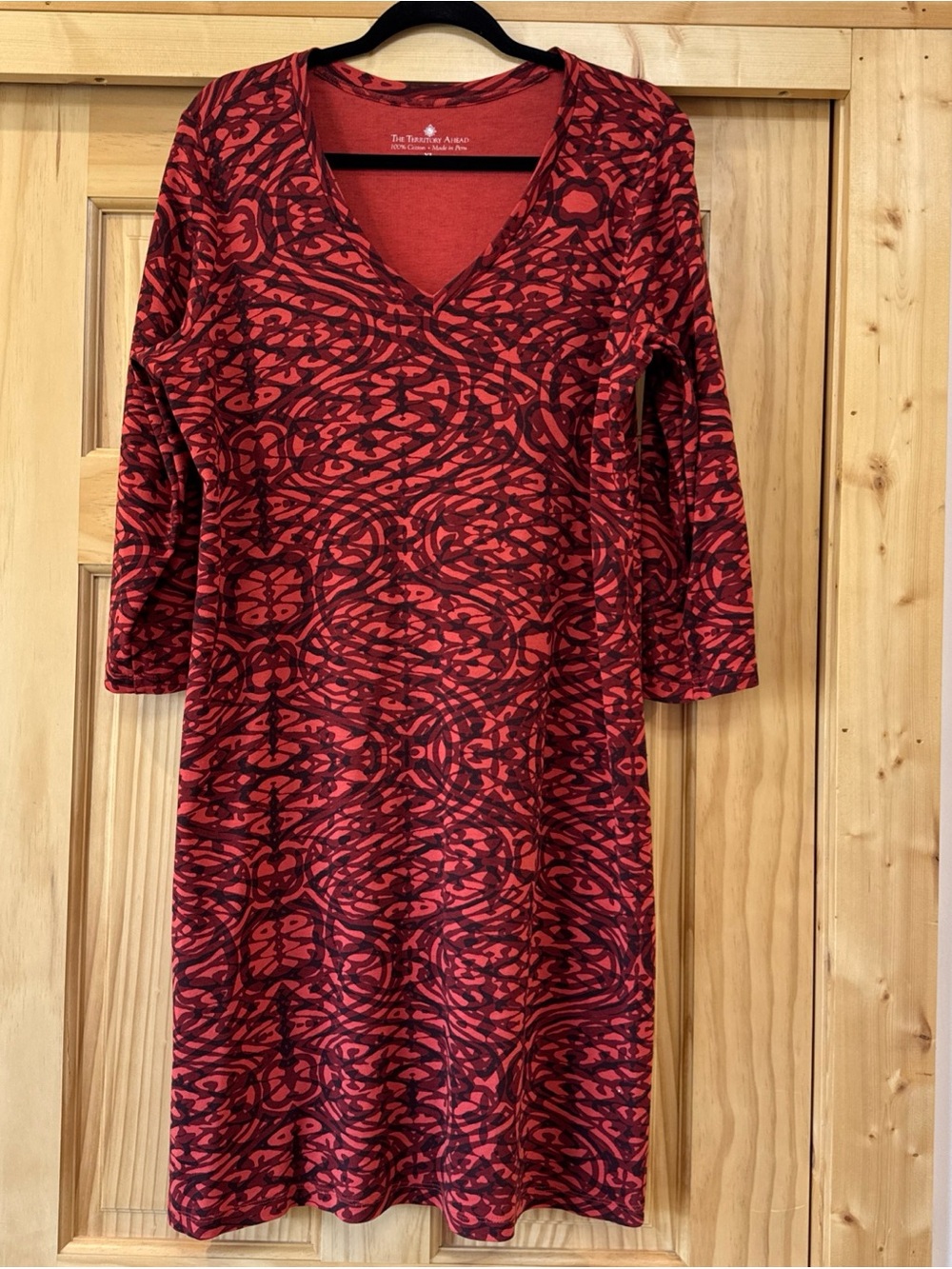 Women's The Territory Ahead 3/4 Sleeve V-Neck Neck Dress Sz XL Fall Colors